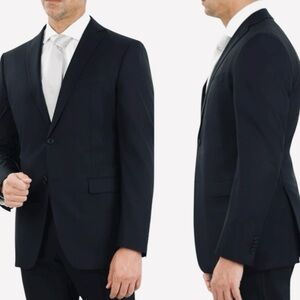 John Varvatos Premium Tailored Single Needle Wool Black 2-Button Blazer Size 44R